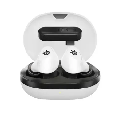 Casti Gaming Wireless In-Ear SteelSeries Arctis GameBuds pentru PlayStation, 2.4GHZ + Bluetooth, USB-C, ANC, Autonomie pana la 10 ore (Alb)