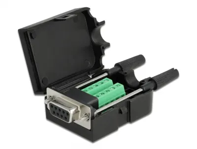 Terminal block 10 pini la serial D-SUB 9 pini mama cu suruburi + carcasa, Delock 66257