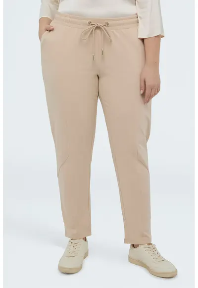 Pantaloni de trening cu croiala conica si talie ajustabila - Bej