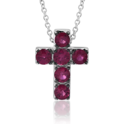 Lant cu pandantiv din aur alb cu rubine de 1.74ct