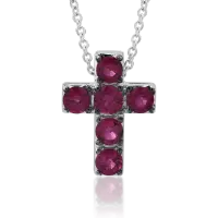 Lant cu pandantiv din aur alb cu rubine de 1.74ct