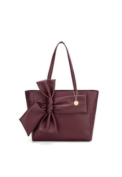 Geanta shopper cu fermoar Velvetine Elite - Visiniu