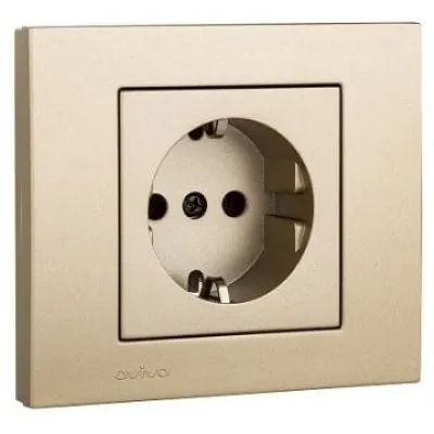 Priza Schuko cu Prot. Copii ST Grano Met Ovivo OV00228, 16A, 250V, IP20, titan