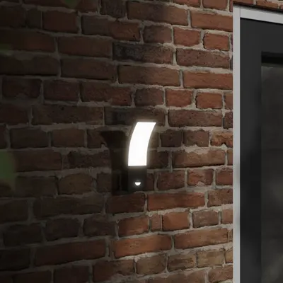 Gossi lampi exterioare de perete cu led/senzor 2 buc. negru aluminiu