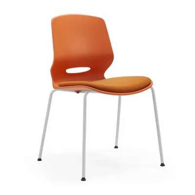 Scaun pentru birou ergonomic Seren , fix cu picioare metalice ,culoare:portocaliu, dimensiuni 400*440*835 mm