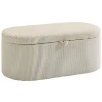 HOMCOM Ottomană de depozitare, tapițerie din cord cu șezut căptușit, bancă la capătul patului, 105 x 51 x 49 cm, Bej | Aosom Romania