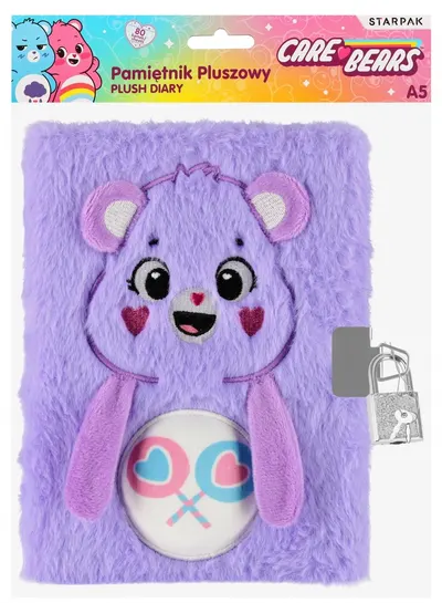 Jurnal secret plușat Starpak Care Bears – A5, 80 de file, mov