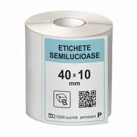 Rola etichete autoadezive semilucioase 40x10 mm, adeziv permanent, 15000 etichete rola