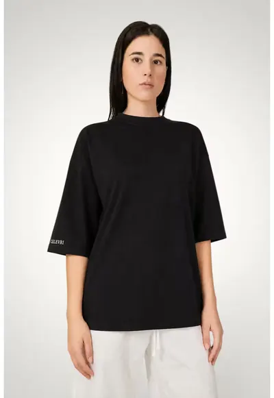 Tricou dama - sport oversize - bumbac premium - Negru