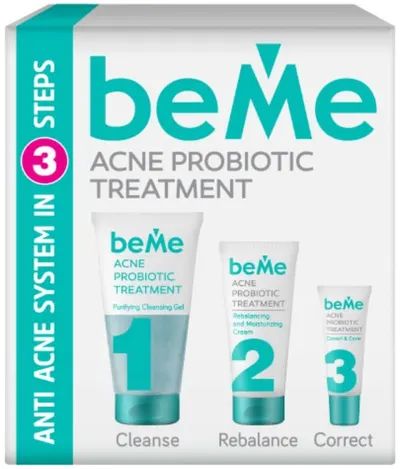 beMe Set - Gel de curățare, cremă hidratantă și corector, 150 + 50 + 15 ml