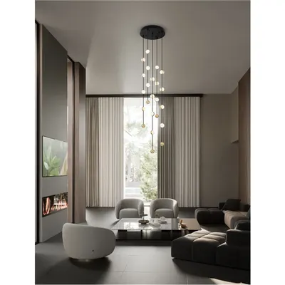 Lampa suspendata ALCINOE Triac Dimabil Mat Negru & Auriu Aluminiu & Acrylic LED 64 Wat 220-240Volt 4708Lm 3000K IP20