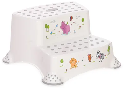 Treaptă dublă pentru baie Lorelli - Hippo, alb-gri