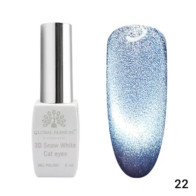 Oja semipermanenta, Snow White, 3D Cat Eye, Global Fashion 8ml, 22(FARA TPO) Engros