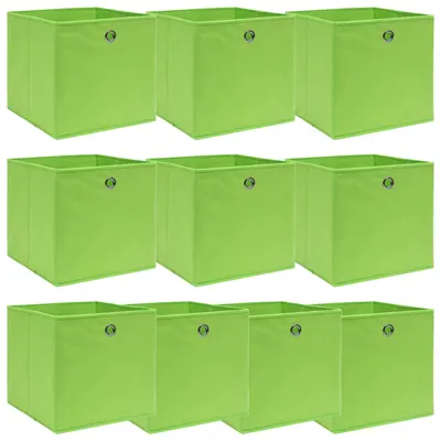 vidaXL Cutii depozitare, 10 buc., verde, 32x32x32 cm, textil