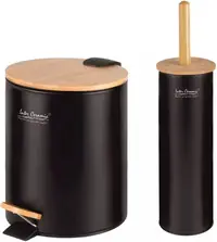 Set coș și perie pentru toaletă Inter Ceramic - 8354В, 5 l, negru-bambus