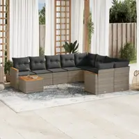 Gossi set mobilier de gradina cu perne, 10 piese, gri, poliratan
