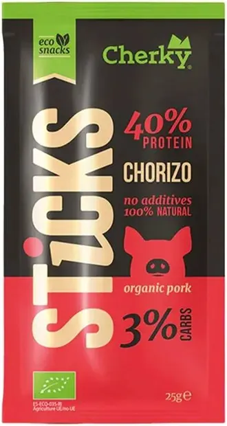 Băț de chorizo de porc organic, 25 g, Cherky