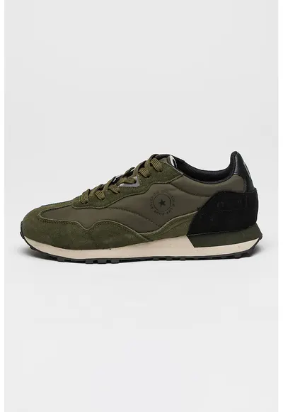 Pantofi sport cu garnituri din piele intoarsa - Kaki