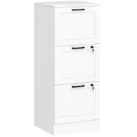 HOMCOM Caisson birou, mobilier de depozitare din lemn 3 sertare și încuietoare, șine de suspendare reglabile, 40 x 40 x 101 cm, alb | Aosom Romania
