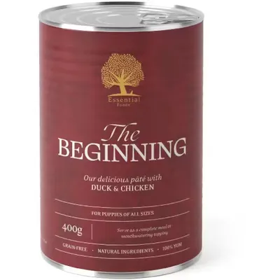 Hrana umeda caini juniori, Essential Pate Beginning Rata si Pui, 400 g