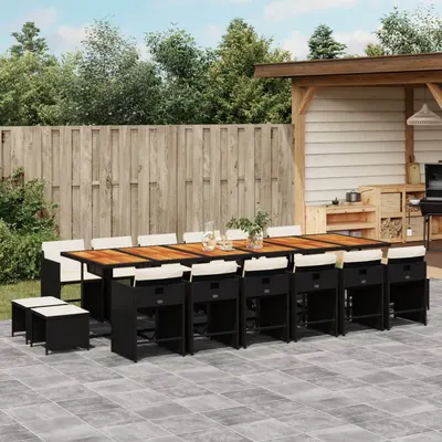 Gossi set mobilier de gradina cu perne, 17 piese, negru, poliratan