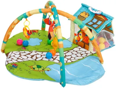 Centru de joacă activ Azaria - Happy Space Play Gym House, cu 30 de mingi