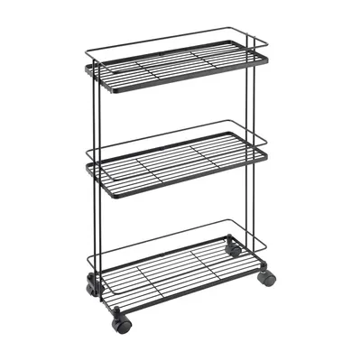 Etajeră pe roți negru-mat din oțel 38x62x16 cm Lava – Metaltex