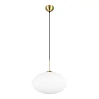 Lustră albă/aurie cu abajur din sticlă ø 40 cm Fomento – Trio