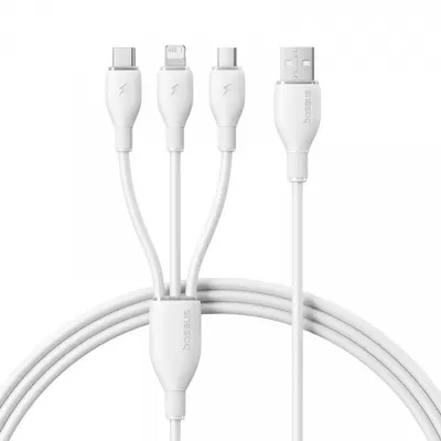 Cablu Incarcare USB-A - Lightning / microUSB / USB-C Baseus Ultra Fast 3in1, 18W, 1.3m, Alb P10376303211-00