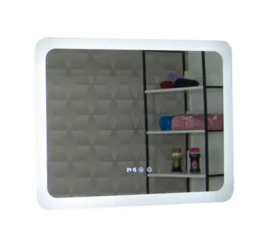 Oglinda cu iluminare LED, functie dezaburire, ceas si termometru, MD2, 80x60 cm