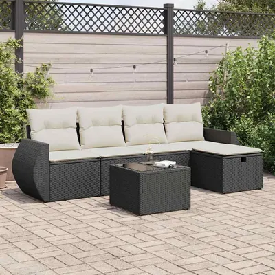 Gossi set mobilier de gradina cu perne, 6 piese, negru, poliratan