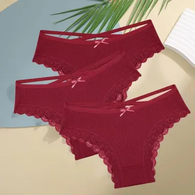 Set 3 perechi de chiloti pentru dama, CH103, Bordo
