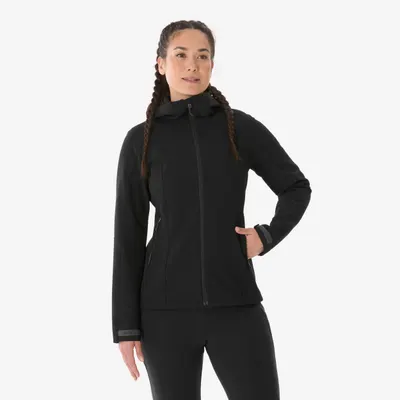 Geacă Softshell cu protecție împotriva vântului Trekking MT500 Negru Damă