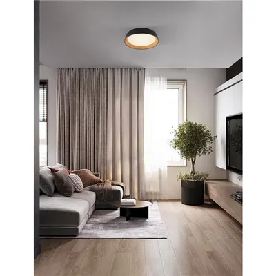 Plafoniera SIGI Nisipiu Negru & Lemn colour Aluminiu, Metal & Acrylic Triac Dimabil LED 39W 220-240V 3081Lm 3000K IP20
