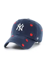 ’47 - Sapca baseball de bumbac cu mere brodate - Rosu/Alb/Bleumarin