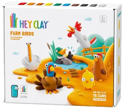 Trusă de modelat argilă Hey Clay - Păsări de la fermă