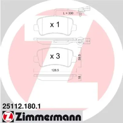Set placute frana, frana disc ZIMMERMANN 25112.180.1