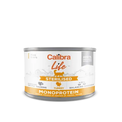 Hrana umeda pisici, Calibra Cat Life Sterilised Turkey, 200 g