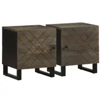Gossi noptiere, 2 buc., negru, 40x33x46 cm, lemn masiv de mango