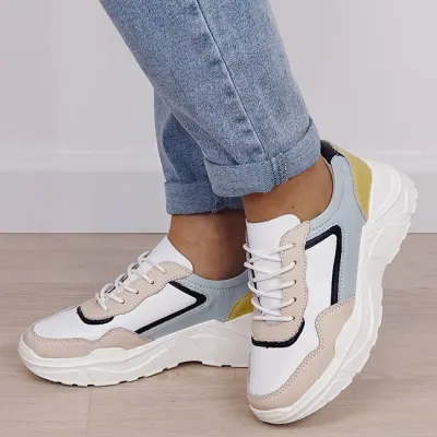 Sneakersi bej din piele naturala 5092 M2