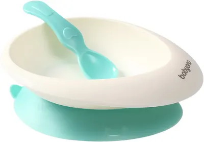 Cupa cu ventuză și lingură Babyono - Verde