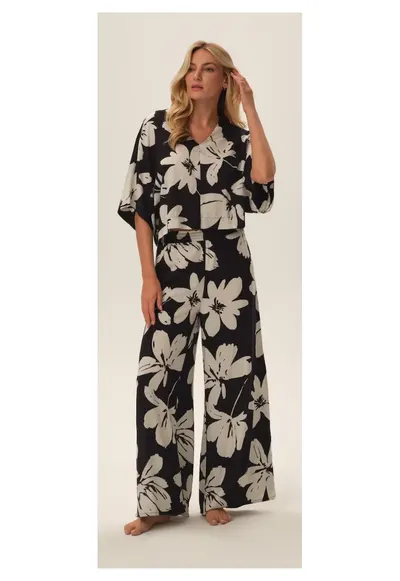 Pijama dama Jin Negru-Alb