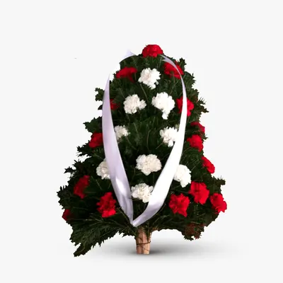 Jerba funerara cu garoafe albe si rosii