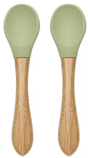 Linguri de silicon cu bambus Lorelli - Natural, 2 buc, Fresh Green