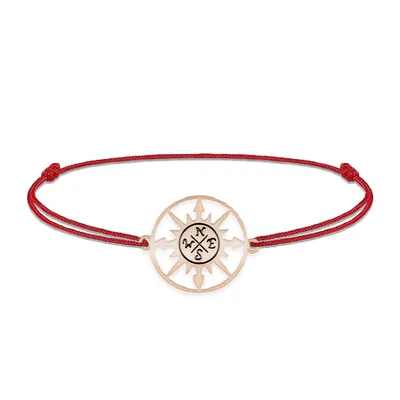 Trip - Bratara personalizata snur busola din argint 925 placat cu aur roz