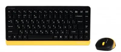 Set tastatură și mouse A4Tech - Fstyler FG1110, wireless, negru/galben