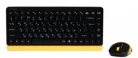 Set tastatură și mouse A4Tech - Fstyler FG1110, wireless, negru/galben