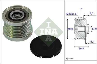 Fulie Alternator Dacia Dokker, Dokker Express, Duster, Lodgy, Logan Ii, Logan Mcv Ii, Sandero Ii; Nissan Interstar, Micra V, Primastar, Pulsar, Qashqai I, Qashqai Ii, X-Trail 0.9-2.5d Dupa 2000