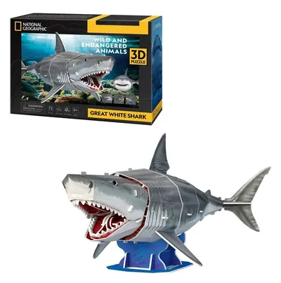 Puzzle 3D Cubic Fun National Geographic Rechin Marele Alb 72 piese