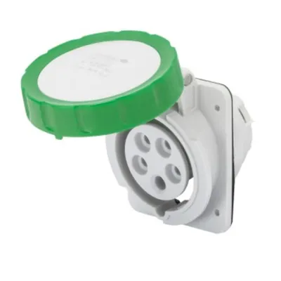 Priza industriala incastrata 10° HP - IP66/IP67 - 3P+E 32A >50V 100-300HZ - GREEN - 10H - Strangere cu surub